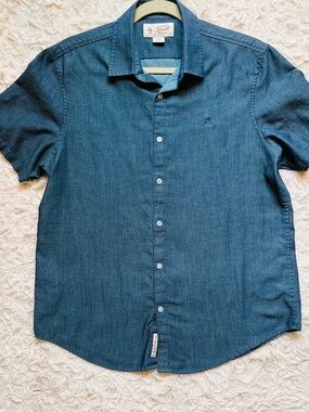 Original Penguin Teal-Blue Short Sleeve Button-Down Shirt